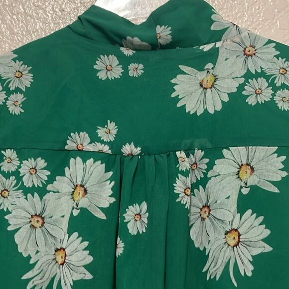 Alexia Admor Kathlyn Blouson Ruffle Skirt Dress In Green Daisy Size 2 - Picture 10 of 11